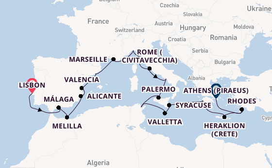 Mediterranean Sea from Lisbon, Portugal with the Allura