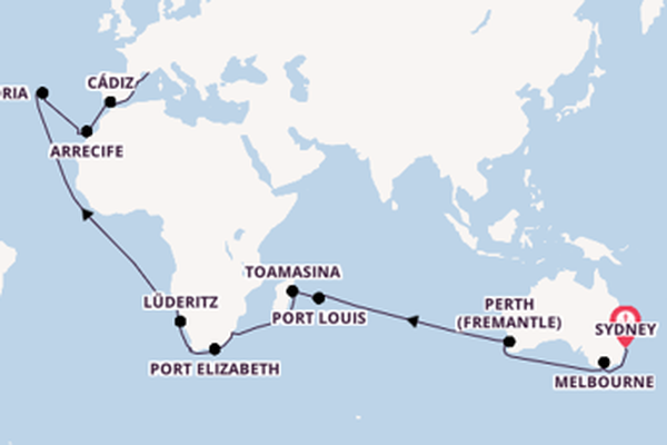 Africa from Sydney, Australia with the Costa Deliziosa