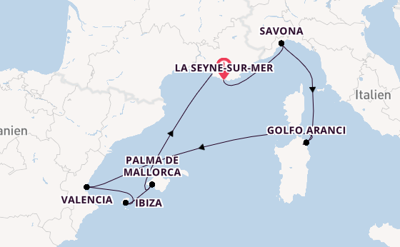 Westliches Mittelmeer ab La Seyne-sur-Mer, France auf der Costa Fascinosa