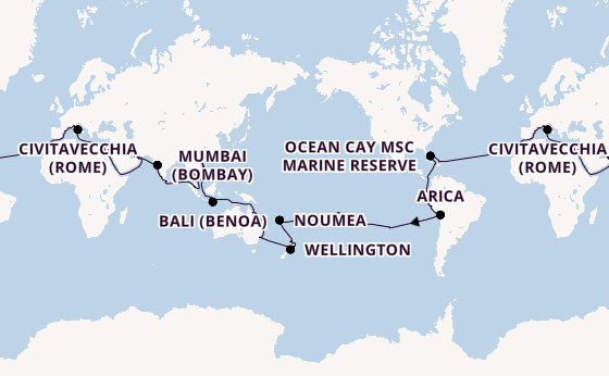 Wereldreizen vanaf Genua, Italië met de MSC Magnifica