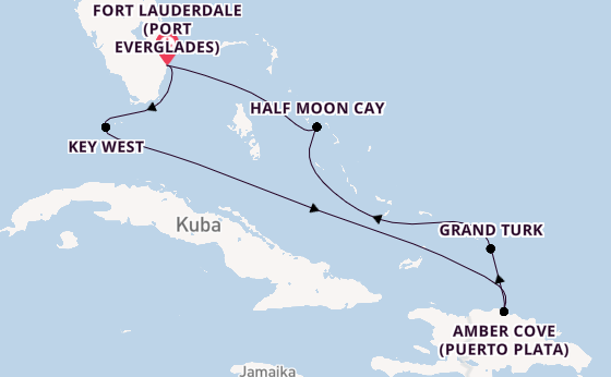 Karibik ab Fort Lauderdale (Port Everglades), USA auf der Eurodam