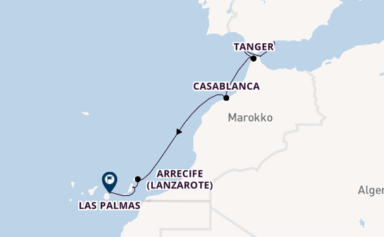 Kanarische Inseln ab Málaga, Spanien auf der Star Clipper