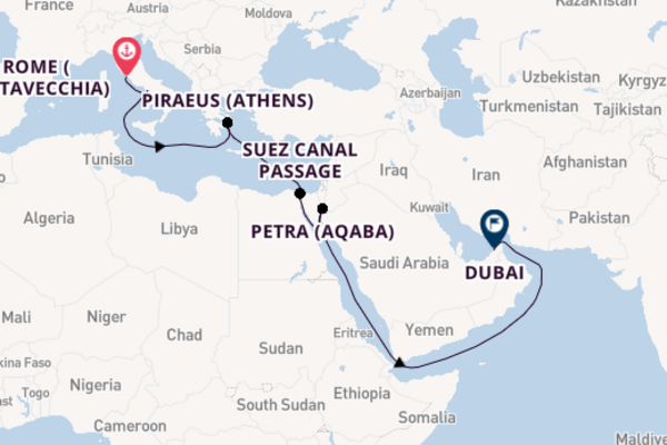 Rome to Dubai Cruise through the Suez Canal