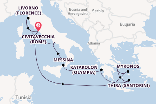 Middellandse Zee vanaf Civitavecchia (Rome), Italië met de Norwegian Epic