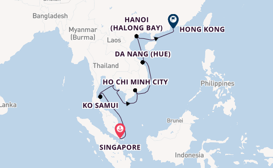 South East Asia from Singapore, Singapore with the Seabourn Encore