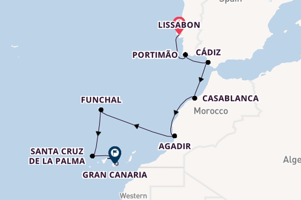 Canarische Eilanden vanaf Lissabon, Portugal met de Azamara Journey