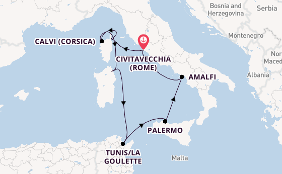 Westelijke Middellandse Zee vanaf Civitavecchia (Rome), Italië met de Seabourn Ovation