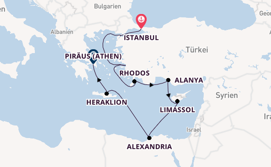 Östliches Mittelmeer ab Istanbul, Türkei auf der Seven Seas Navigator