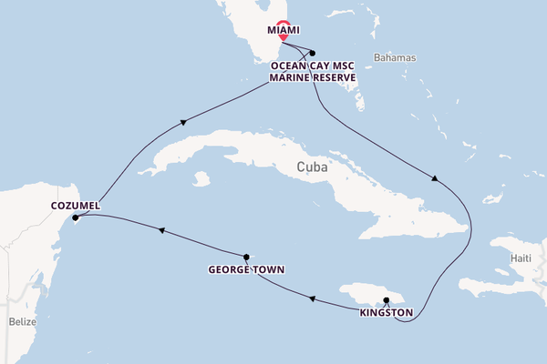 Western Caribbean from Miami, Florida with the MSC Seascape