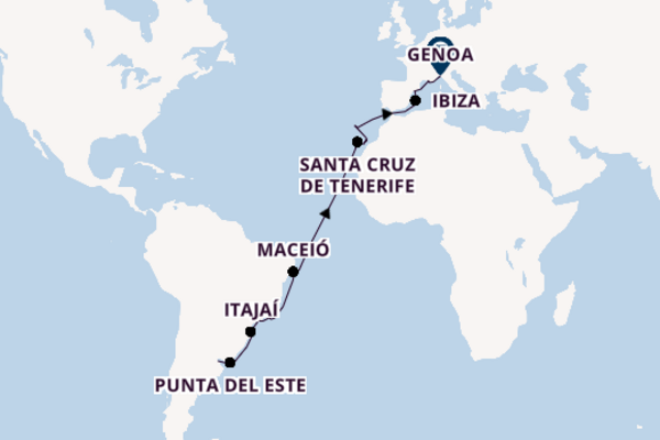 24 day cruise with the MSC Splendida to Genoa