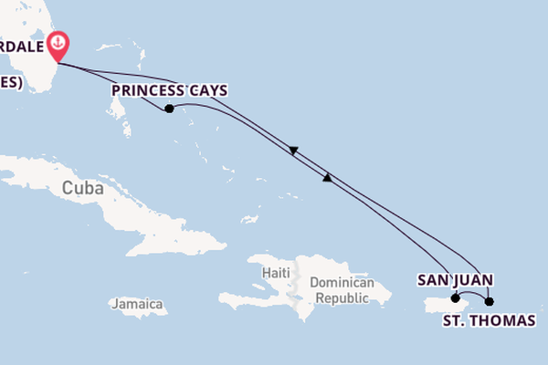 Caribbean from Fort Lauderdale (Port Everglades), Florida, USA with the Regal Princess