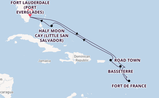 Caribbean from Fort Lauderdale (Port Everglades), Florida, USA with the Rotterdam
