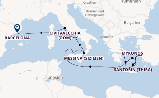 Mittelmeer ab Piräus (Athen), Griechenland auf der Sun Princess