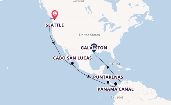 Central America from Seattle, Washington, USA with the Carnival Spirit