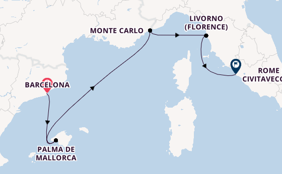 Western Mediterranean from Barcelona, Spain with the Seven Seas Mariner