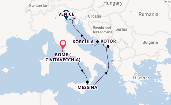 Mediterranean Sea from Rome (Civitavecchia), Italy with the Seven Seas Grandeur