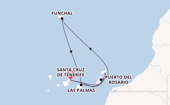 Kanarische Inseln ab Santa Cruz de Tenerife, Spanien auf der Costa Smeralda