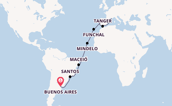 trans-Atlantisch vanaf Buenos Aires, Argentinië met de MSC Seaview