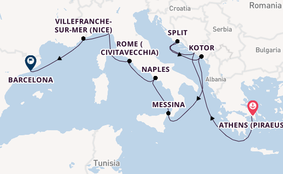 Mediterranean Sea from Athens (Piraeus), Greece with the Celebrity Infinity