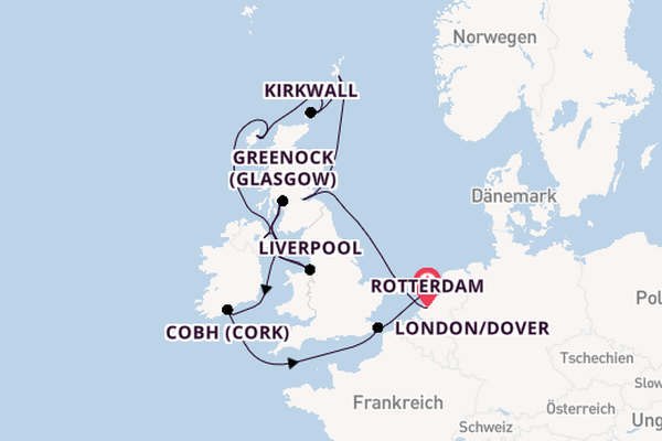 Vereinigtes Königreich ab Rotterdam, Niederlande auf der Nieuw Statendam