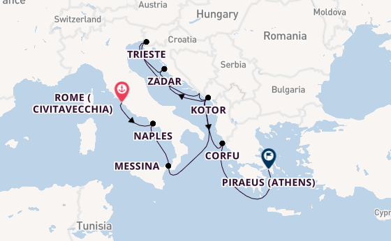 Mediterranean from Rome (Civitavecchia), Italy with the Rotterdam