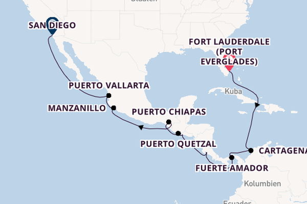 Mittelamerika ab Fort Lauderdale (Port Everglades), USA auf der Koningsdam