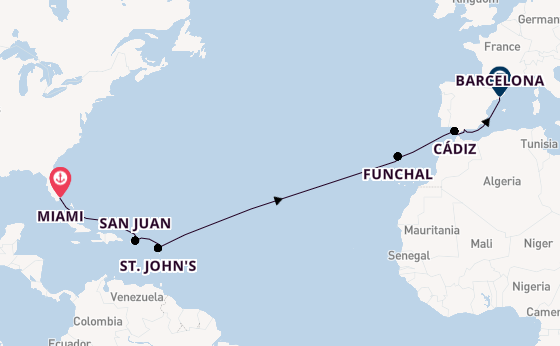 trans-Atlantisch vanaf Miami, Verenigde Staten met de EXPLORA II