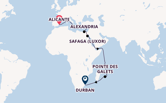 Mittelmeer ab Alicante, Spanien auf der MSC Sinfonia