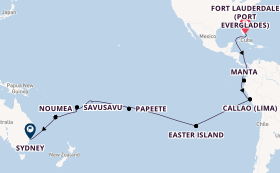 Transpacific from Fort Lauderdale (Port Everglades), Florida with the Volendam