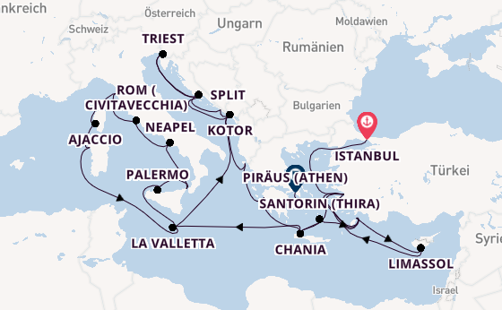 Mittelmeer ab Istanbul, Türkei auf der Enchanted Princess