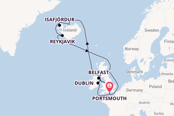 British Isles from Portsmouth, England, United Kingdom with the Valiant Lady