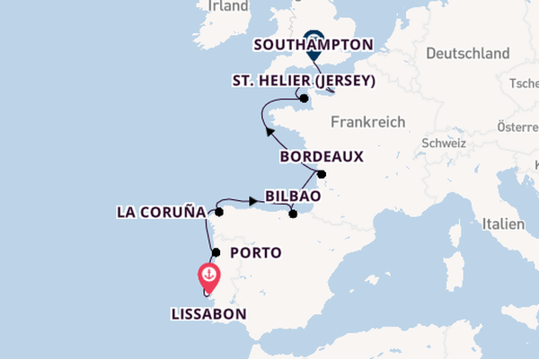 Vereinigtes Königreich ab Lissabon, Portugal auf der Seven Seas Grandeur