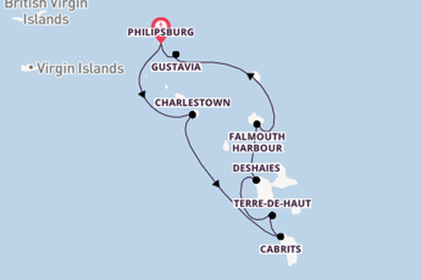 Zuidelijke Caraïben vanaf Philipsburg, St. Maarten, Nederlandse Antillen met de Star Flyer