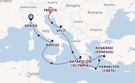 Mediterranean Sea from Trieste, Italy with the MSC Seaview