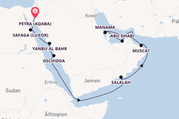 Erleben Sie Petra (Aqaba), Dschidda und Dubai