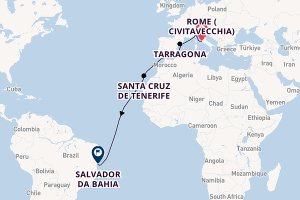 Transatlantic from Rome (Civitavecchia), Italy with the MSC Divina