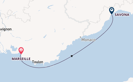Westelijke Middellandse Zee vanaf Marseille, Frankrijk met de Costa Serena