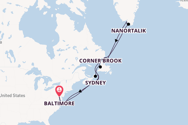 Arctic Ocean from Baltimore, Maryland, USA with the Carnival Pride