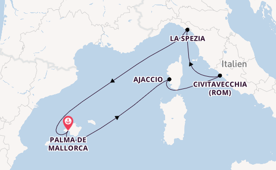 Westliches Mittelmeer ab Palma de Mallorca, Spanien auf der Mein Schiff Flow