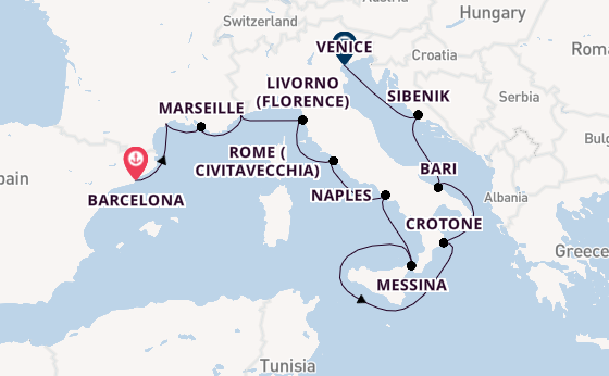 Western Mediterranean from Barcelona, Spain with the Viking Sea