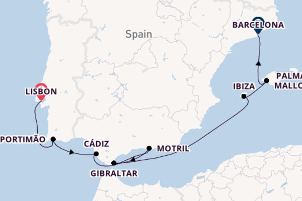 Western Mediterranean from Lisbon, Portugal with the Norwegian Dawn