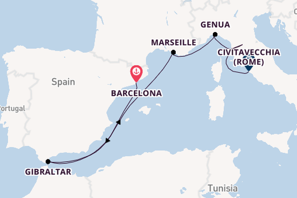 Westelijke Middellandse Zee vanaf Barcelona, Spanje met de Sapphire Princess