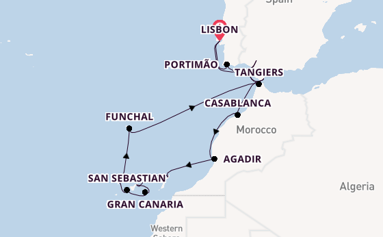 Canary Islands from Lisbon, Portugal with the Azamara Journey