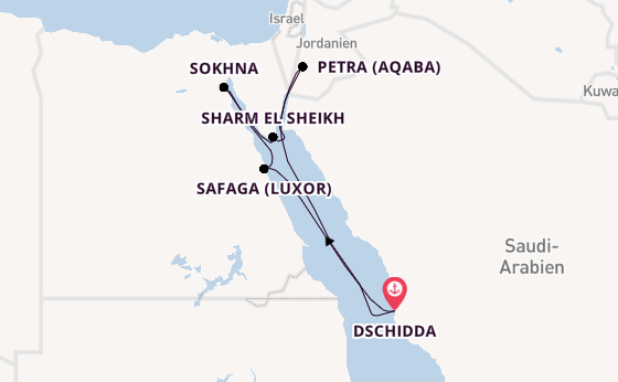 Naher Osten ab Dschidda, Saudi-Arabien auf der Explora V