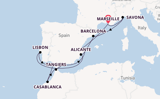 Western Mediterranean from Marseille, France with the Costa Serena