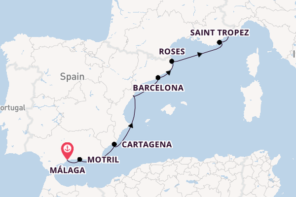 Westelijke Middellandse Zee vanaf Málaga, Spanje met de Royal Clipper