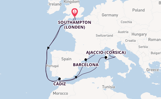 Westelijke Middellandse Zee vanaf Southampton (Londen), Engeland met de Sky Princess