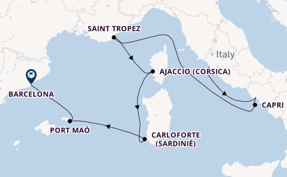 Westelijke Middellandse Zee vanaf Civitavecchia (Rome), Italië met de EXPLORA II