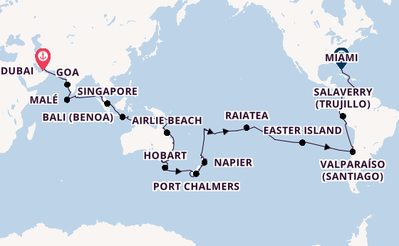 Round-the-World Trip from Dubai, United Arab Emirates with the EXPLORA I