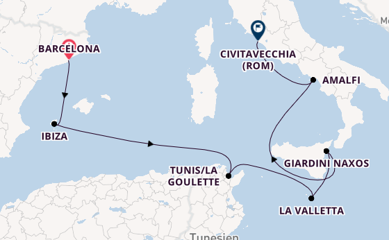 Westliches Mittelmeer ab Barcelona, Spanien auf der EXPLORA I